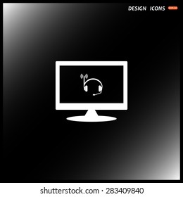 Headphones. Musical accessories running through wi-fi network. icon. vector design