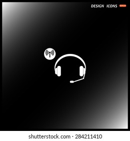 Headphones. Musical accessories running through wi-fi network. icon. vector design