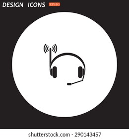 Headphones. Musical accessories running through wi-fi network. icon. vector design