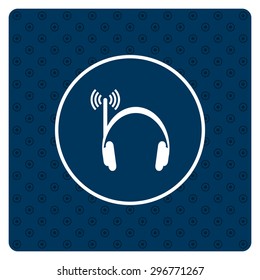 Headphones. Musical accessories running through wi-fi network. icon. vector design