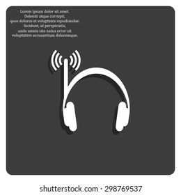 Headphones. Musical accessories running through wi-fi network. icon. vector design