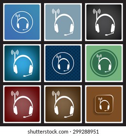 Headphones. Musical accessories running through wi-fi network. icon. vector design