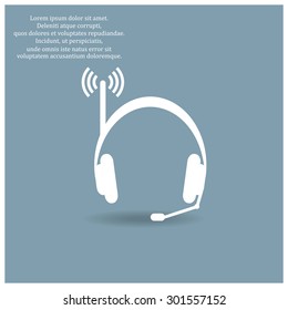 Headphones. Musical accessories running through wi-fi network. icon. vector design