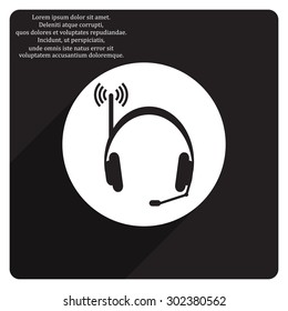 Headphones. Musical accessories running through wi-fi network. icon. vector design