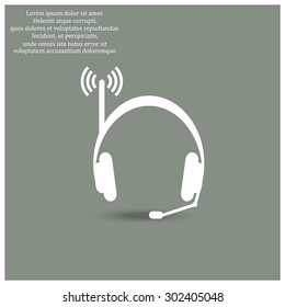 Headphones. Musical accessories running through wi-fi network. icon. vector design