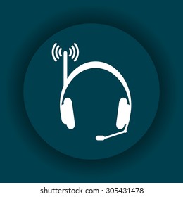 Headphones. Musical accessories running through wi-fi network. icon. vector design