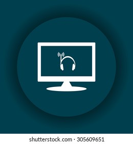 Headphones. Musical accessories running through wi-fi network. icon. vector design