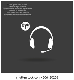 Headphones. Musical accessories running through wi-fi network. icon. vector design