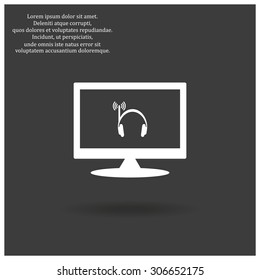 Headphones. Musical accessories running through wi-fi network. icon. vector design