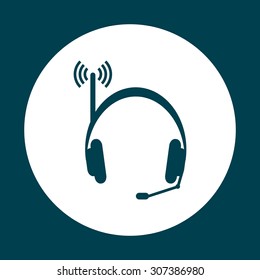Headphones. Musical accessories running through wi-fi network. icon. vector design