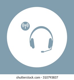 Headphones. Musical accessories running through wi-fi network. icon. vector design