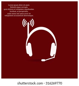 Headphones. Musical accessories running through wi-fi network. icon. vector design