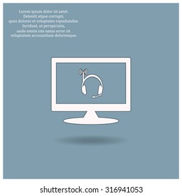 Headphones. Musical accessories running through wi-fi network. icon. vector design