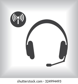 Headphones. Musical accessories running through wi-fi network. icon. vector design