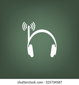 Headphones. Musical accessories running through wi-fi network. icon. vector design