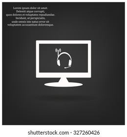 Headphones. Musical accessories running through wi-fi network. icon. vector design
