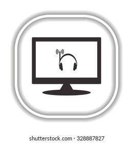 Headphones. Musical accessories running through wi-fi network. icon