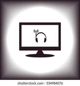 Headphones. Musical accessories running through wi-fi network. icon. vector design