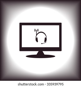 Headphones. Musical accessories running through wi-fi network. icon. vector design
