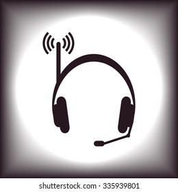 Headphones. Musical accessories running through wi-fi network. icon. vector design