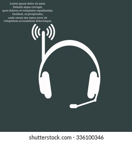 Headphones. Musical accessories running through wi-fi network. icon. vector design