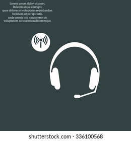Headphones. Musical accessories running through wi-fi network. icon. vector design