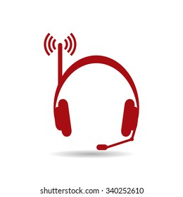 Headphones. Musical accessories running through wi-fi network. icon. vector design