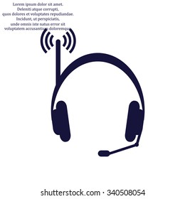 Headphones. Musical accessories running through wi-fi network. icon. vector design