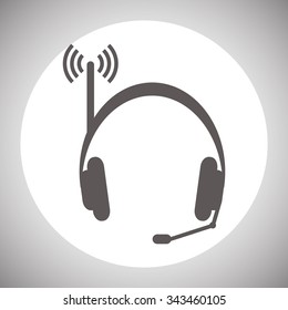 Headphones. Musical accessories running through wi-fi network. icon. vector design