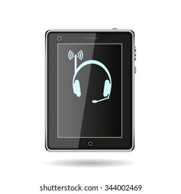 Headphones. Musical accessories running through wi-fi network. icon. vector design