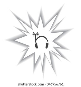 Headphones. Musical accessories running through wi-fi network. icon. vector design