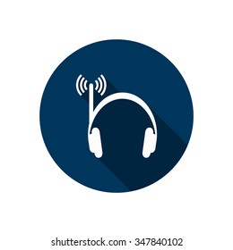 Headphones. Musical accessories running through wi-fi network. icon