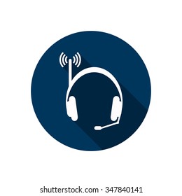 Headphones. Musical accessories running through wi-fi network. icon