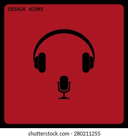 Headphones. Musical accessory. icon. vector design. Flat design style 