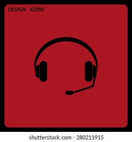Headphones. Musical accessory. icon. vector design. Flat design style 
