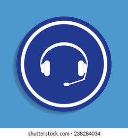 Headphones. Musical accessory. on a blue background, vector, EPS 10