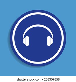 Headphones. Musical accessory. on a blue background, vector, EPS 10