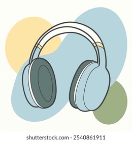 Headphones. musical instrument, song related, vector illustration  