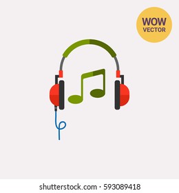 Headphones and Musical Note Icon