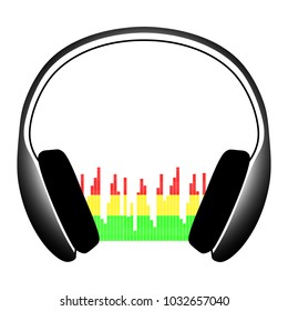 Headphones with musical notes on white background