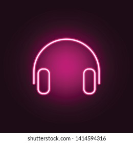 headphones neon icon. Elements of web set. Simple icon for websites, web design, mobile app, info graphics