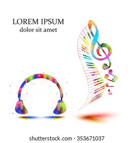 Headphones with note easy all editable