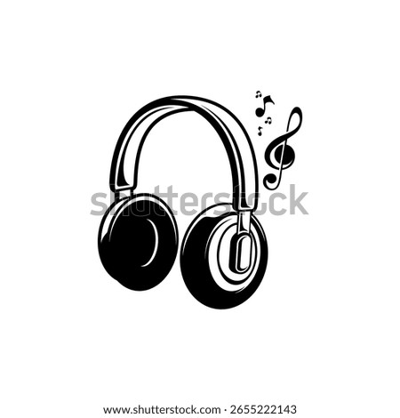 Headphones and notes music instruments 