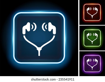 Headphones on Glow Round Button