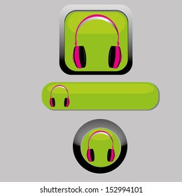 headphones on green square, rectangle or circle