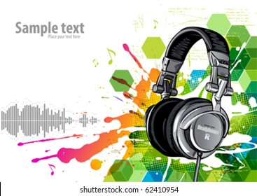 Headphones on a grunge background