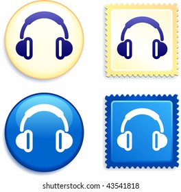 Auriculares con timbre y botón Colección de botones de iluminación vectorial original