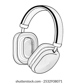 headphones on white background black and white  vector  illustration
