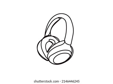headphones on a white background , continuous line drawing, vector design