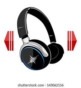 Headphones on white background. Music background.